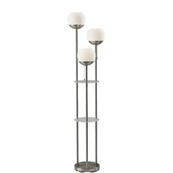 Floor Lamps-Kirkland's Home Silver Globe 3-Light Shelf Floor Lamp Silver/White