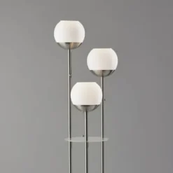 Floor Lamps-Kirkland's Home Silver Globe 3-Light Shelf Floor Lamp Silver/White