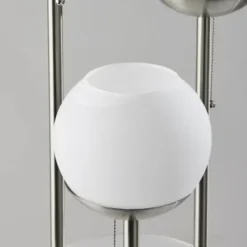 Floor Lamps-Kirkland's Home Silver Globe 3-Light Shelf Floor Lamp Silver/White