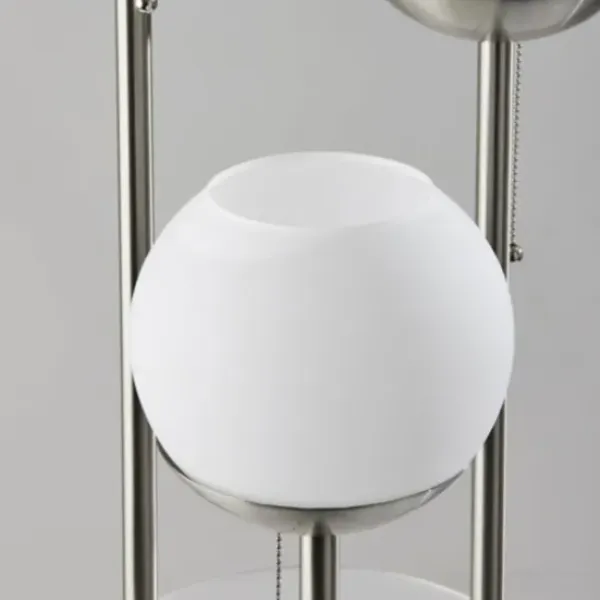 Floor Lamps-Kirkland's Home Silver Globe 3-Light Shelf Floor Lamp Silver/White