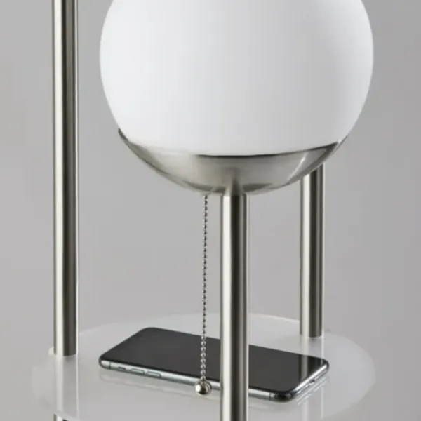 Floor Lamps-Kirkland's Home Silver Globe 3-Light Shelf Floor Lamp Silver/White
