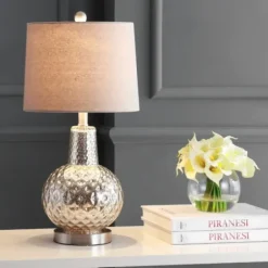 Table Lamps-Kirkland's Home Silver Hammered Mercury Glass Table Lamp White