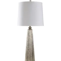 Table Lamps-Kirkland's Home Silver Leaf Slender Table Lamp White