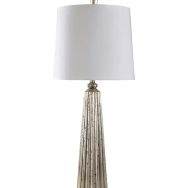 Table Lamps-Kirkland's Home Silver Leaf Slender Table Lamp White