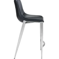 Bar Stools & Counter Height Stools-Kirkland's Home Silver Leather Counter Stools, Set Of 2 Black