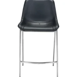 Bar Stools & Counter Height Stools-Kirkland's Home Silver Leather Counter Stools, Set Of 2 Black