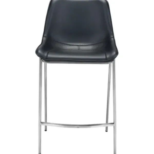 Bar Stools & Counter Height Stools-Kirkland's Home Silver Leather Counter Stools, Set Of 2 Black