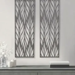 Wall Plaques-Kirkland's Home Silver Madison Park Florian Wall Plaques, Set Of 2 Gray