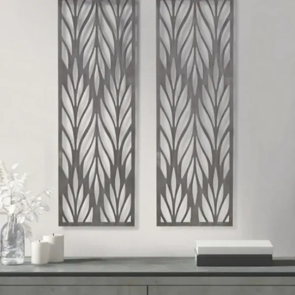 Wall Plaques-Kirkland's Home Silver Madison Park Florian Wall Plaques, Set Of 2 Gray