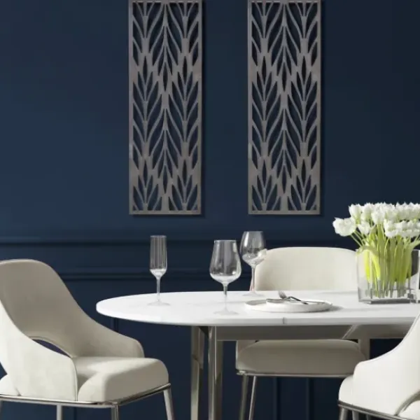 Wall Plaques-Kirkland's Home Silver Madison Park Florian Wall Plaques, Set Of 2 Gray