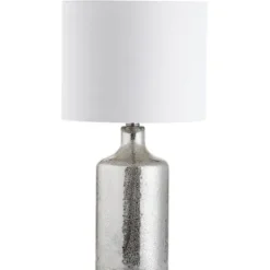 Table Lamps-Kirkland's Home Silver Mercury Glass Cylinder Table Lamp White