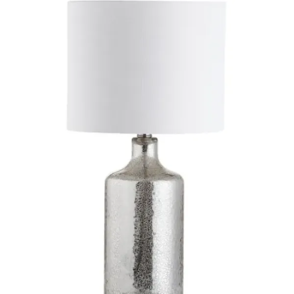Table Lamps-Kirkland's Home Silver Mercury Glass Cylinder Table Lamp White