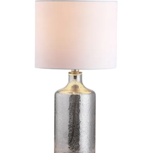 Table Lamps-Kirkland's Home Silver Mercury Glass Cylinder Table Lamp White