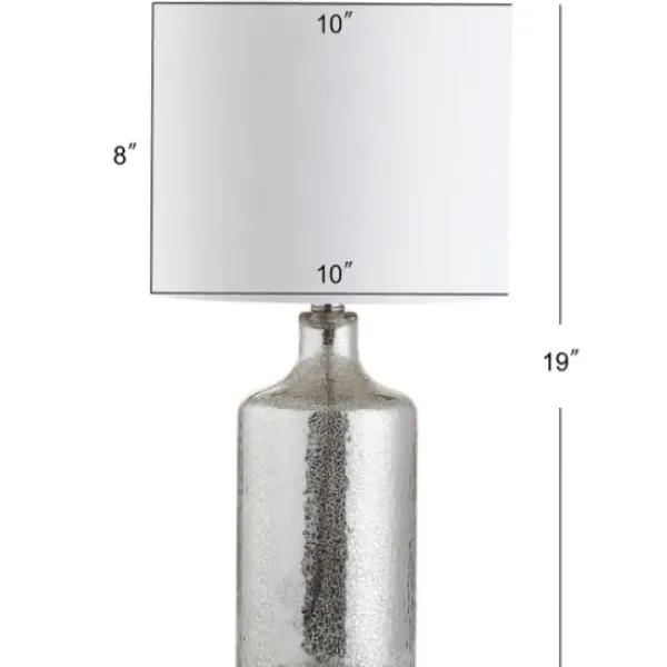 Table Lamps-Kirkland's Home Silver Mercury Glass Cylinder Table Lamp White
