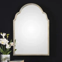 Framed Mirrors-Kirkland's Home Silver Metal Arched Mirror