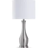 Table Lamps-Kirkland's Home Silver Metal Taper Table Lamp White