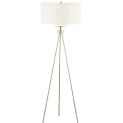 Floor Lamps-Kirkland's Home Silver Metal Tripod Floor Lamp White