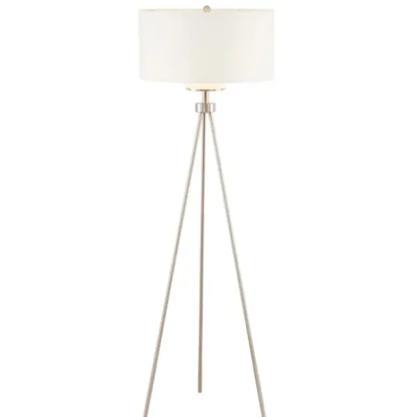 Floor Lamps-Kirkland's Home Silver Metal Tripod Floor Lamp White