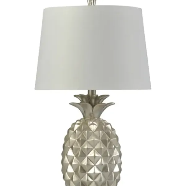 Table Lamps-Kirkland's Home Silver Pineapple Table Lamp White