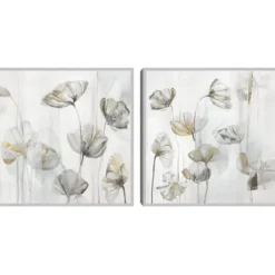 Canvas Art-Kirkland's Home Silver Poppies 2-Pc. Canvas Art Print Set White/Silver/Gold