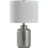 Table Lamps-Kirkland's Home Silver Selena Hammered Table Lamp White