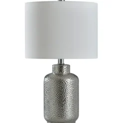 Table Lamps-Kirkland's Home Silver Selena Hammered Table Lamp White