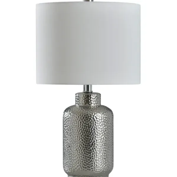 Table Lamps-Kirkland's Home Silver Selena Hammered Table Lamp White