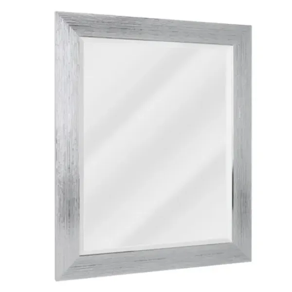 Framed Mirrors-Kirkland's Home Silver Textured Chrome Framed Wall Mirror