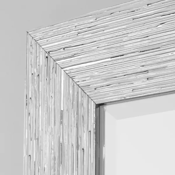 Framed Mirrors-Kirkland's Home Silver Textured Chrome Framed Wall Mirror