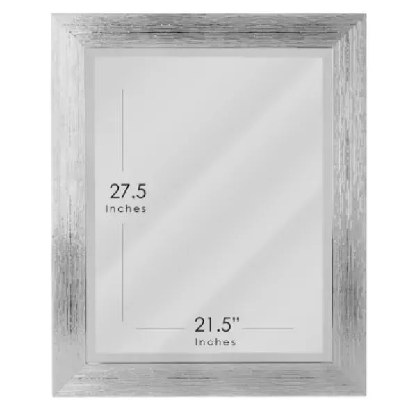 Framed Mirrors-Kirkland's Home Silver Textured Chrome Framed Wall Mirror