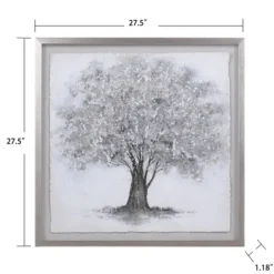 Framed Art-Kirkland's Home Silver Tree Rice Paper Framed Art Print Silver/White