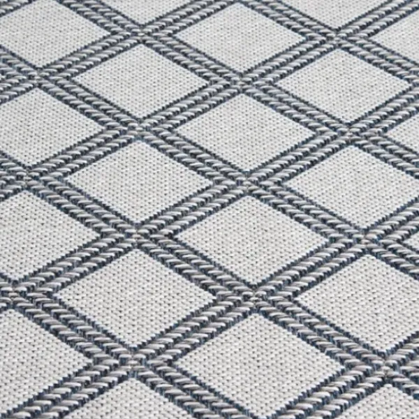 Outdoor Rugs-Kirkland's Home Silver Trellis Indoor/Outdoor Area Rug, 6X9 Gray
