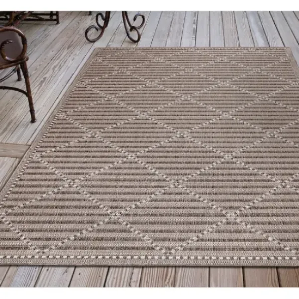 Outdoor Rugs-Kirkland's Home Silver Trellis Indoor/Outdoor Area Rug, 5X7 Gray