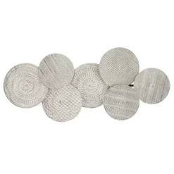 Wall Plaques-Kirkland's Home Silvery Rivers Layered Disks Wall Plaque Silver/White