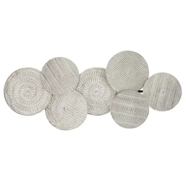 Wall Plaques-Kirkland's Home Silvery Rivers Layered Disks Wall Plaque Silver/White