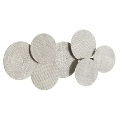 Wall Plaques-Kirkland's Home Silvery Rivers Layered Disks Wall Plaque Silver/White
