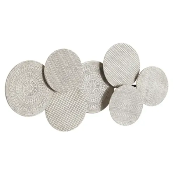 Wall Plaques-Kirkland's Home Silvery Rivers Layered Disks Wall Plaque Silver/White