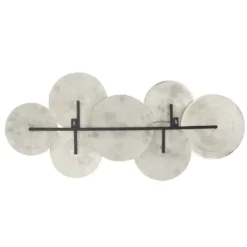 Wall Plaques-Kirkland's Home Silvery Rivers Layered Disks Wall Plaque Silver/White