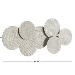 Wall Plaques-Kirkland's Home Silvery Rivers Layered Disks Wall Plaque Silver/White