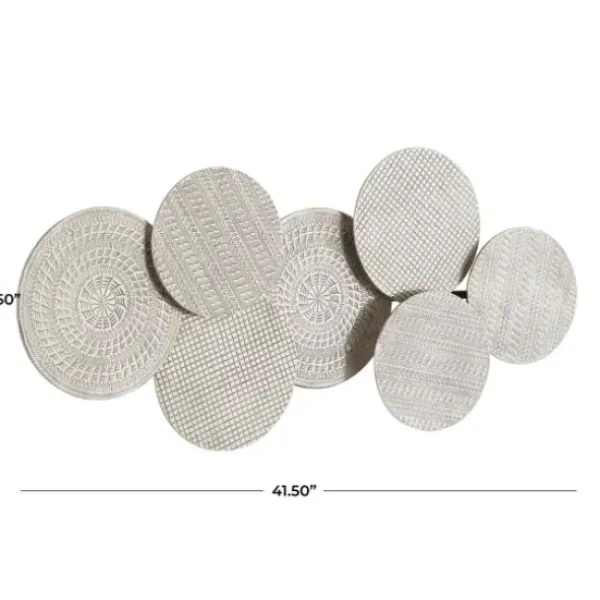 Wall Plaques-Kirkland's Home Silvery Rivers Layered Disks Wall Plaque Silver/White