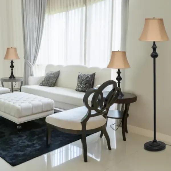 Table Lamps-Kirkland's Home Simple Bronze Metal 3-Pc. Floor And Table Lamp Set Brown