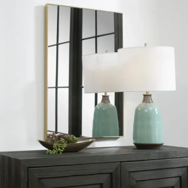 Framed Mirrors-Kirkland's Home Simple Frame Rectangle Wall Mirror Gold