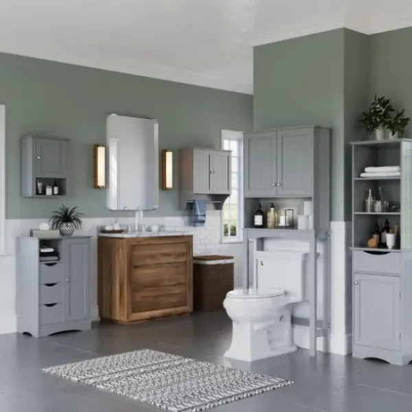 Cabinets & Sideboards-Kirkland's Home Single Door 3-Drawer Cabinet Gray