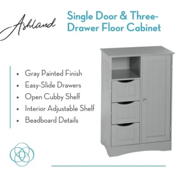 Cabinets & Sideboards-Kirkland's Home Single Door 3-Drawer Cabinet Gray