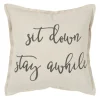 Pillows-Kirkland's Home Sit Down Stay Awhile Accent Pillow Tan/Black