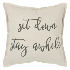 Pillows-Kirkland's Home Sit Down Stay Awhile Accent Pillow Tan/Black