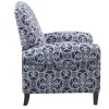 Accent Chairs-Kirkland's Home Sky Blue Fretwork Upholstered High Back Recliner Blue/White