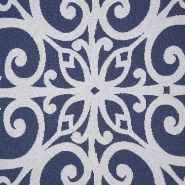 Accent Chairs-Kirkland's Home Sky Blue Fretwork Upholstered High Back Recliner Blue/White