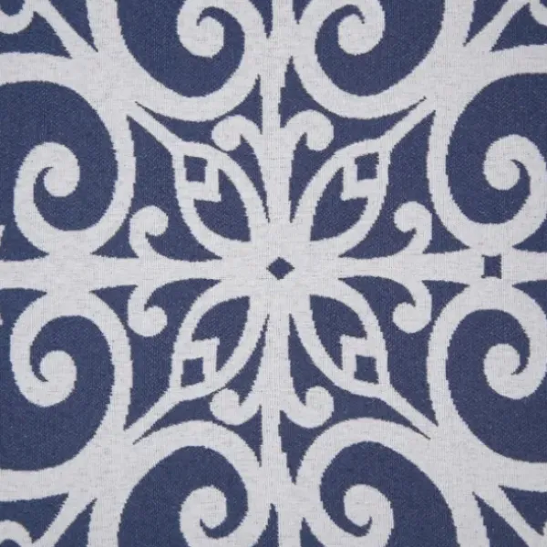 Accent Chairs-Kirkland's Home Sky Blue Fretwork Upholstered High Back Recliner Blue/White