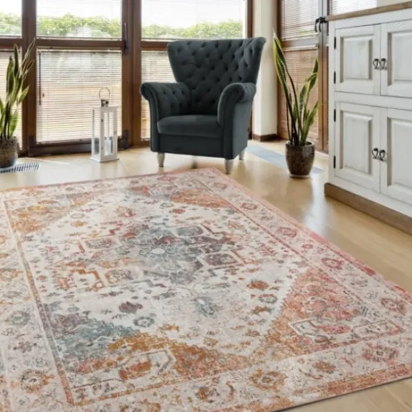 Outdoor Rugs-Kirkland's Home Sky Medallion Lava Indoor/Outdoor Area Rug, 5X7 Blue